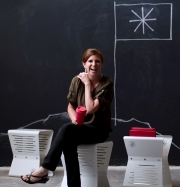 A girl sitting on a flip